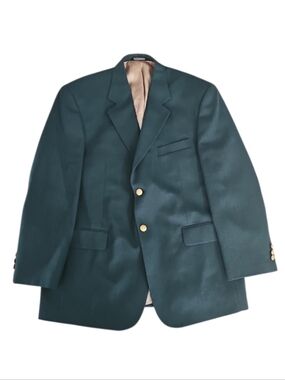 Stafford Green Blazer Gold Button 42S Vintage Wool Sport Coat Preppy Golf Inspo